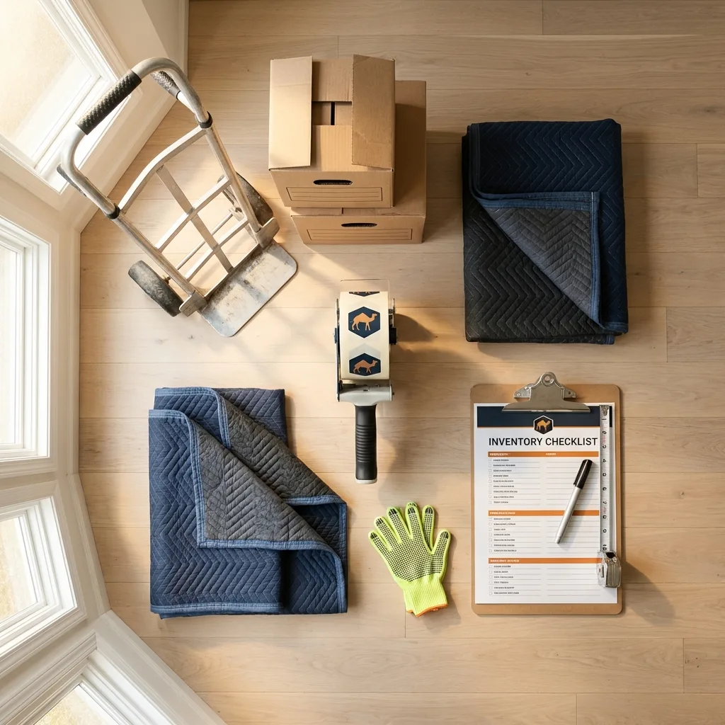 Professional moving supplies and packing materials layout for Milo residential relocations